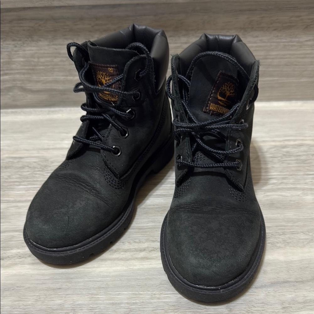 Timberland Kids Black Leather Waterproof Boots